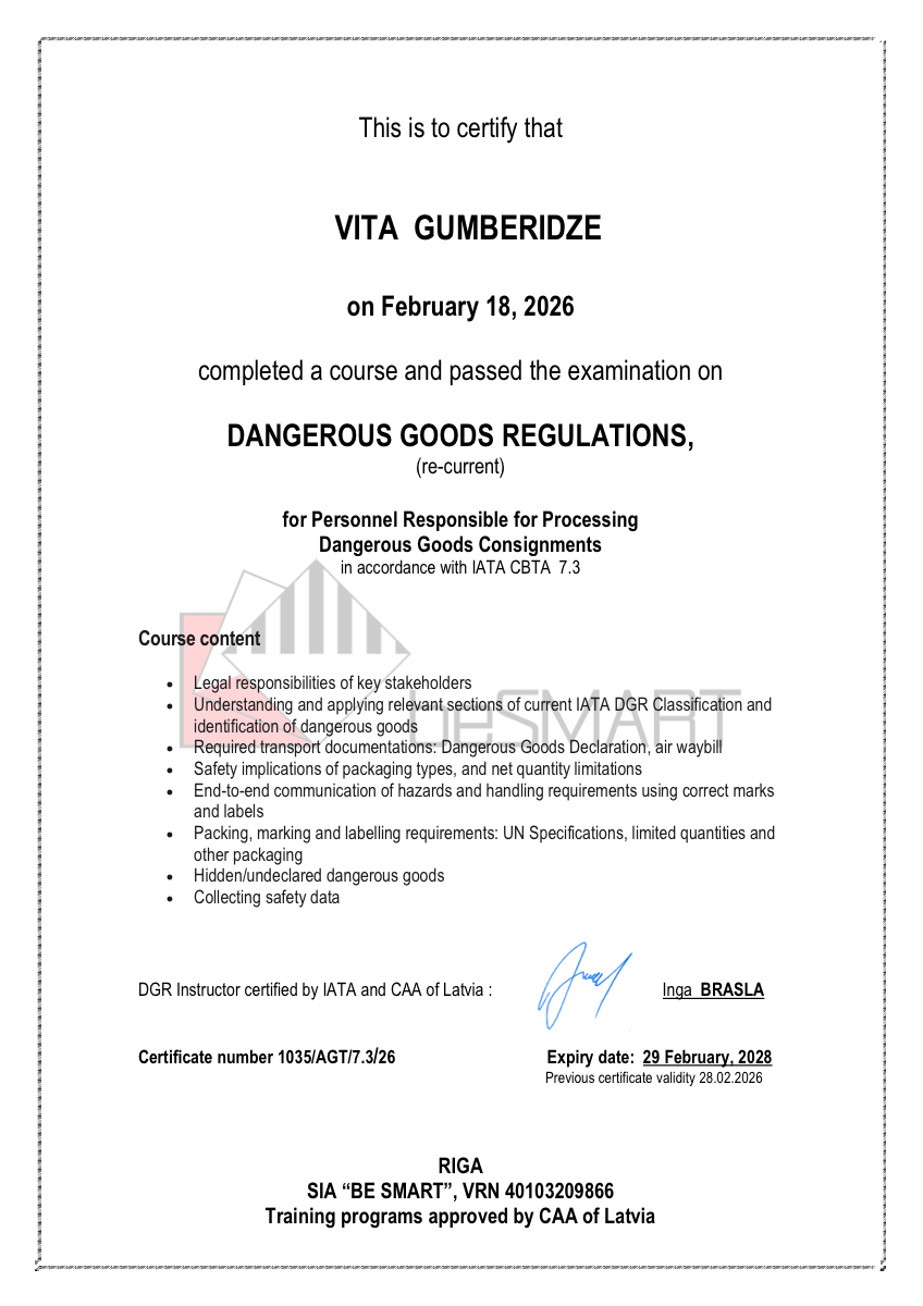 IATA Dangerous Goods Regulations (DGR) - about.teamCerts.dgr.name